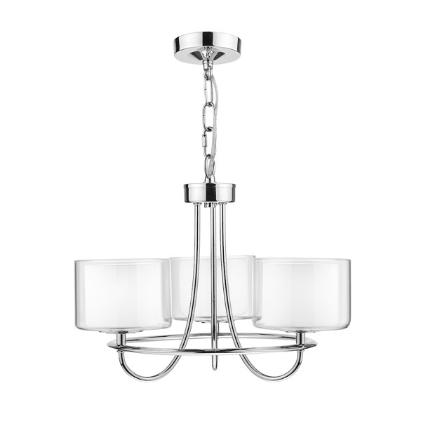 (image for) Laura Ashley Southwell 3lt Chandelier Polished Nickel & Glass Shades